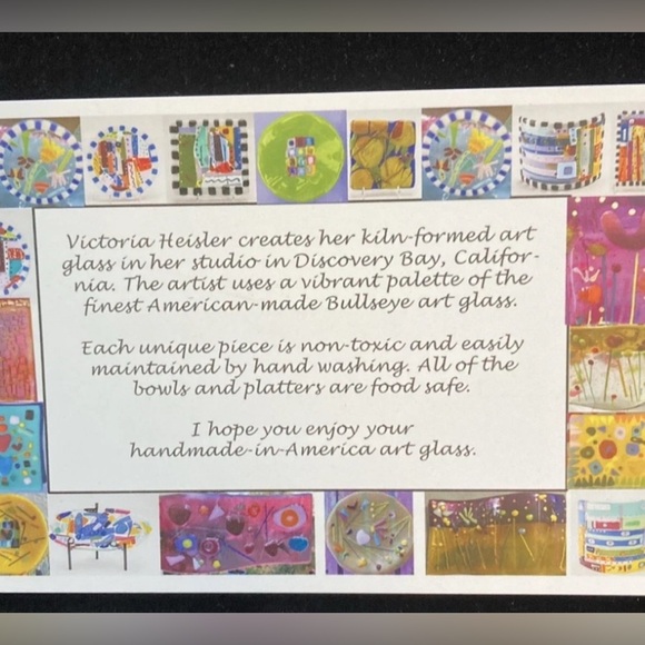 “Choose Joy”Fused Art Glass With Crow Handmade Rectangular Tray 8”x6”Original - Picture 9 of 9